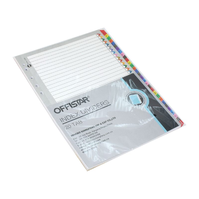 1-20 file dividers with pet tab