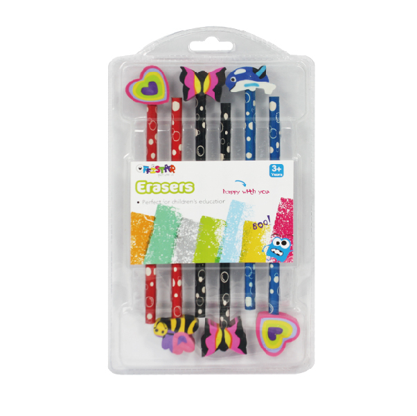 Pencils with eraser toppers